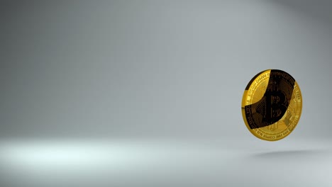 Gold-Bitcoin-Kryptowährungsmünzenlogo-3D-Rotierend